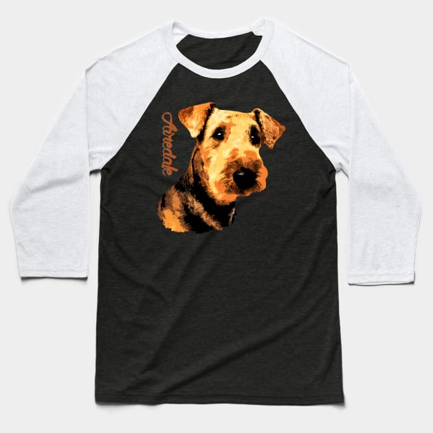 Airedale Terrier Portrait Baseball T-Shirt by Nartissima